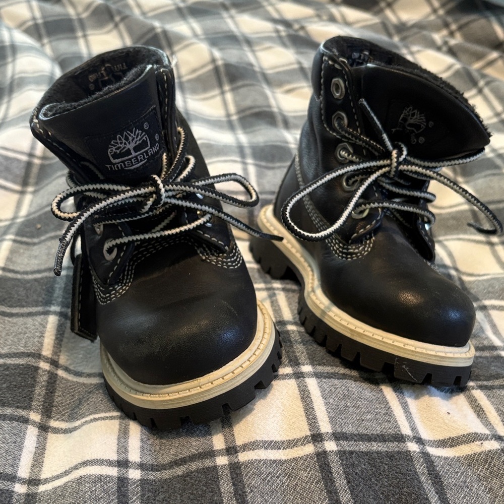 Timberland Kids Black and White Boots